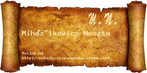 Mihálkovics Neszta névjegykártya